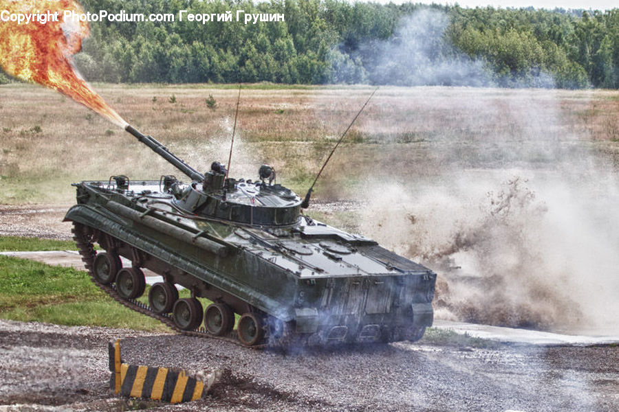 Fire, Flame, Army, Tank, Vehicle