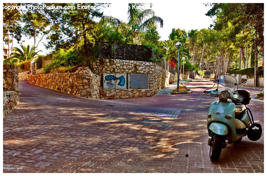 Motor, Motorcycle, Vehicle, Motor Scooter, Vespa, Scooter, Field