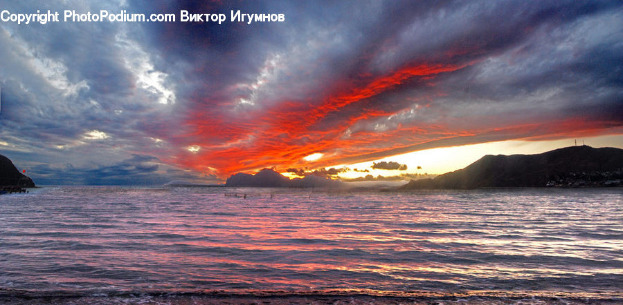 Eruption, Volcano, Dawn, Dusk, Sky, Sunrise, Sunset