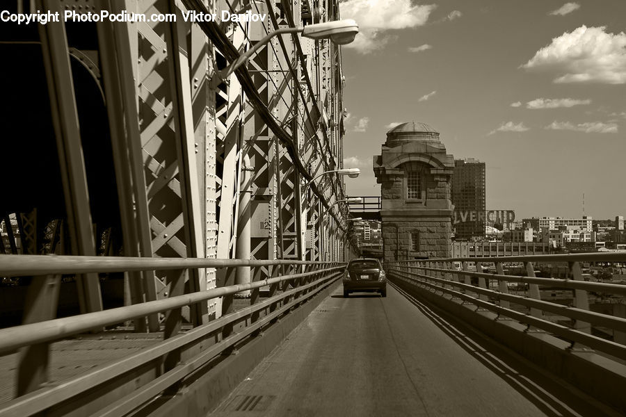 Bridge, City, Downtown, Urban, Path, Trail, Road