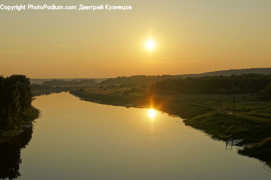 Dawn, Dusk, Sky, Sunrise, Sunset, Outdoors, River
