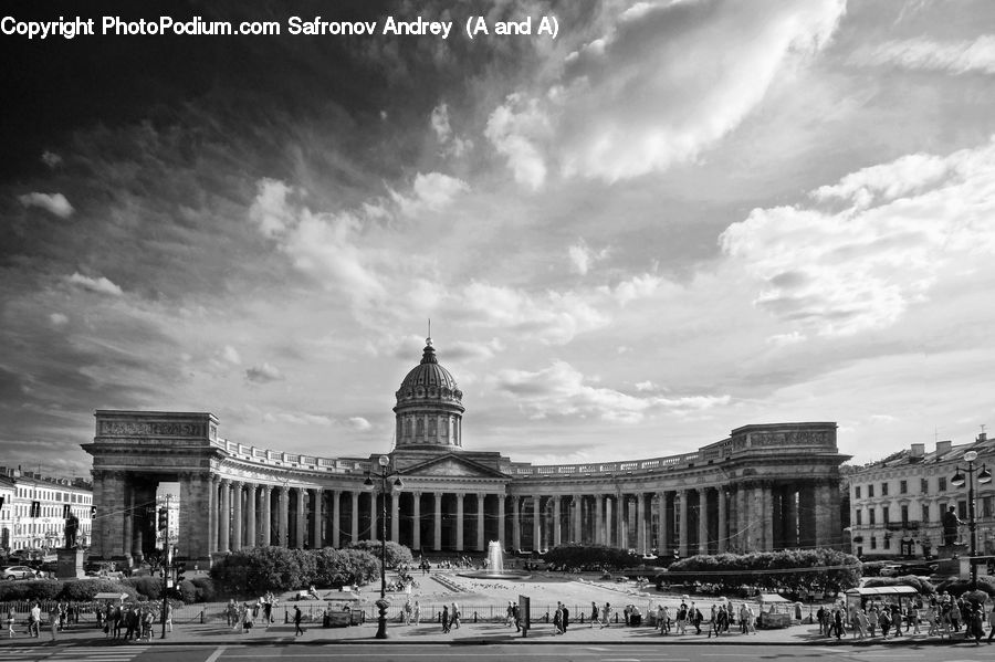 Architecture, Downtown, Plaza, Town Square, Asphalt, Road, Zebra Crossing