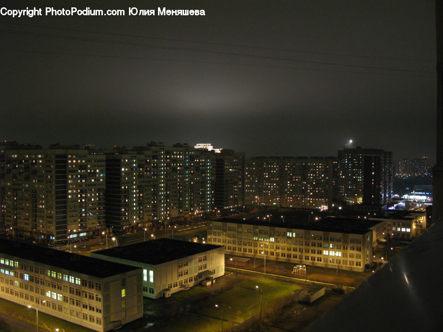 Night, Outdoors, City, Downtown, Metropolis, Urban, Building