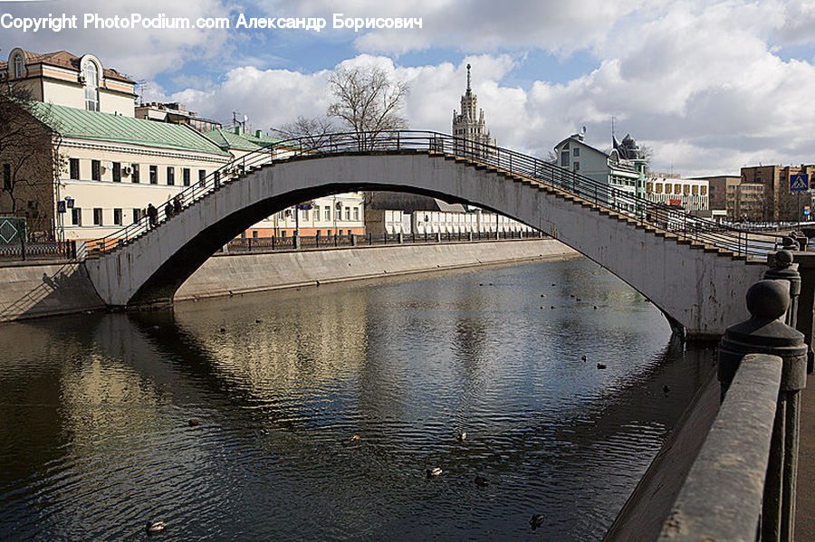 Bridge, Canal, Outdoors, River, Water, Pavement, Boardwalk