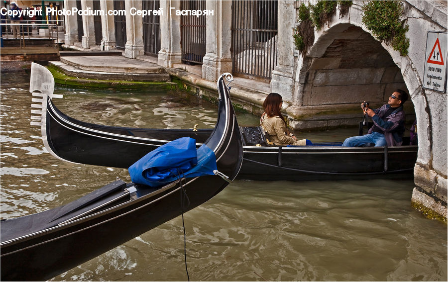 Boat, Gondola, People, Person, Human, Ivy, Plant