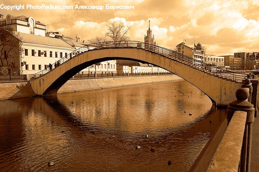 Bridge, Dawn, Outdoors, Sky, Sun, Sunlight, Sunrise