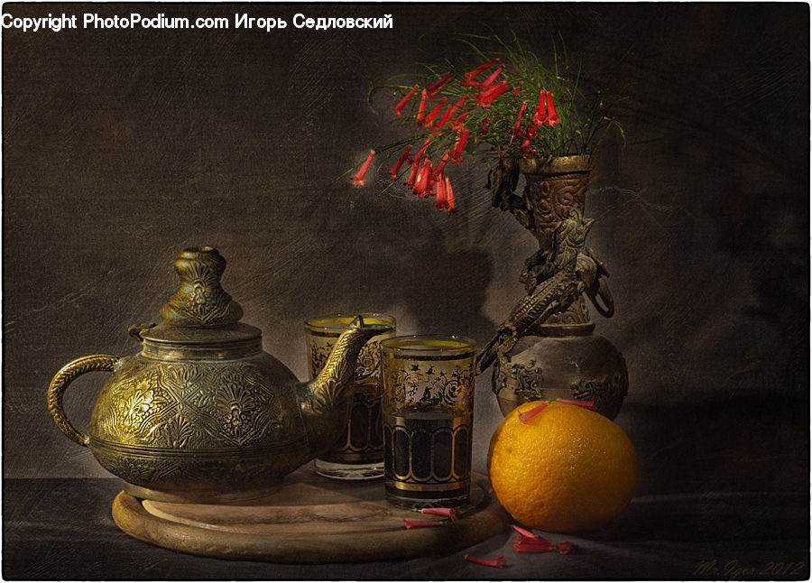 Glass, Goblet, Citrus Fruit, Fruit, Grapefruit, Orange, Plant