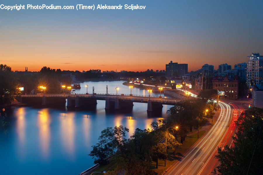 City, Downtown, Metropolis, Urban, Night, Outdoors, Dawn