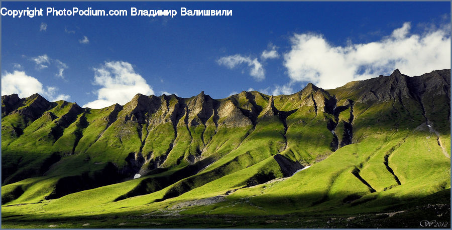 Alps, Crest, Mountain, Peak, Field, Grass, Grassland