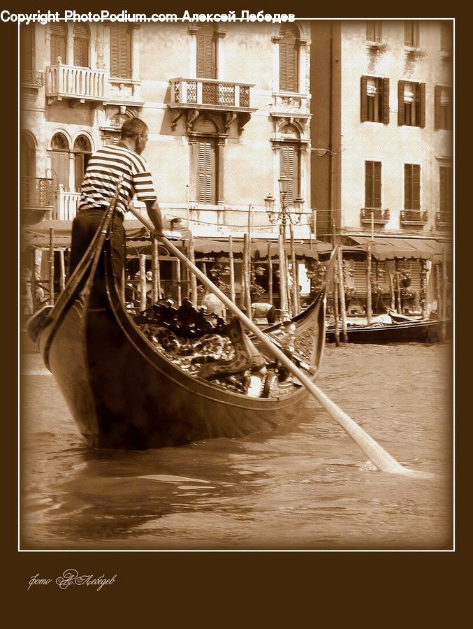 Boat, Gondola, Ruins, Apartment Building, Building, High Rise, Boutique