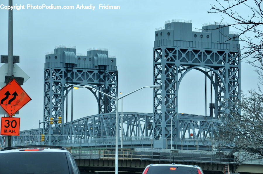 Bridge, Arch Bridge, Drawbridge, Sign, City, Downtown, Metropolis