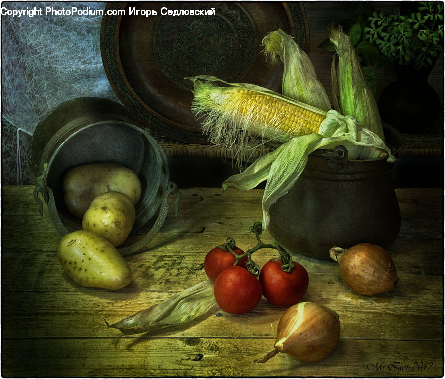 Corn, Food, Grain, Vegetable, Market, Produce, Pot