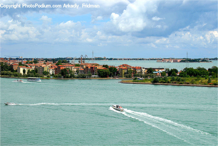 Waterfront, Building, Downtown, Town, Boat, Dinghy, Beach