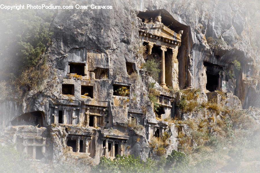 Architecture, Mansion, Building, Cottage, Housing, Tomb, Rock