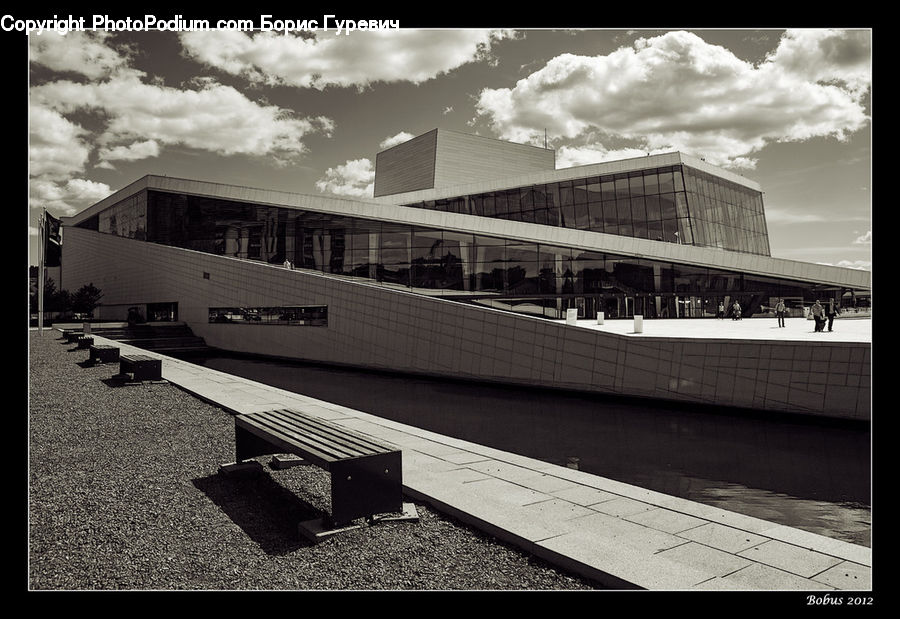 Bench, Architecture, Convention Center, Building, Office Building, Dock, Landing
