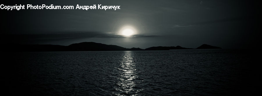 Astronomy, Moon, Night, Outdoors, Space, Sea, Water