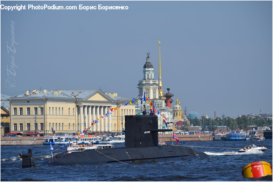 Boat, Watercraft, Submarine, Parliament, Architecture, Bell Tower, Clock Tower
