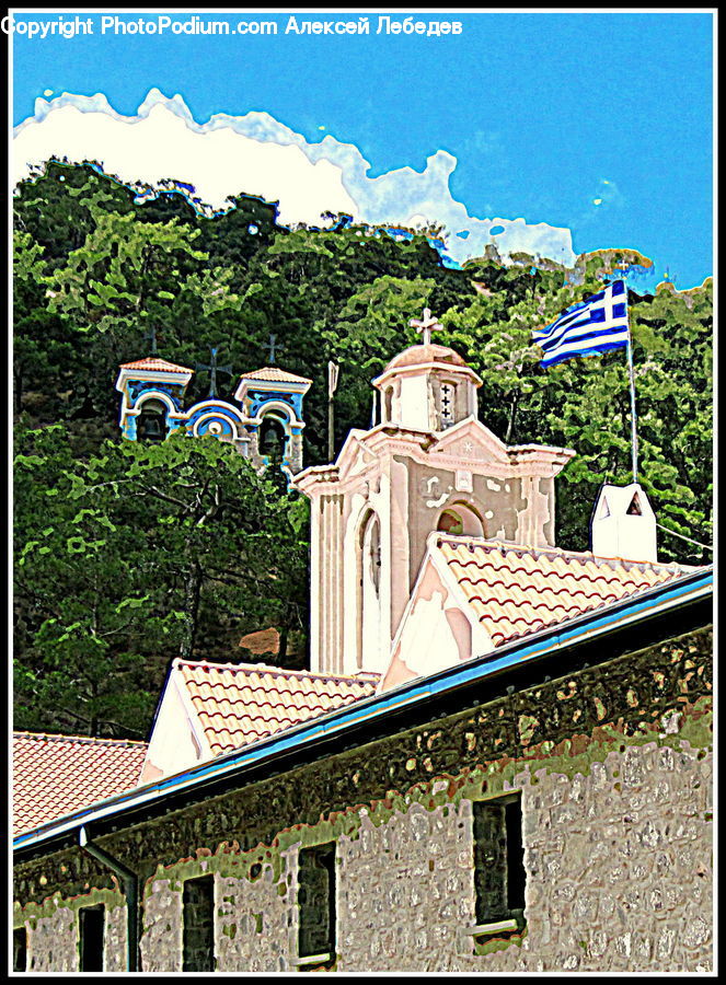 Emblem, Flag, Architecture, Bell Tower, Clock Tower, Tower, Housing