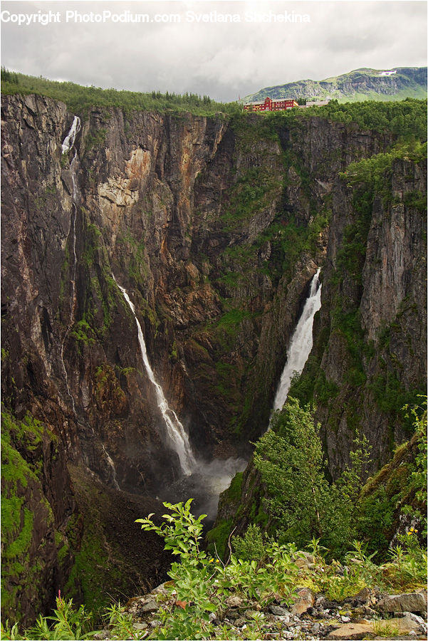 Cliff, Outdoors, River, Water, Waterfall, Canyon, Valley