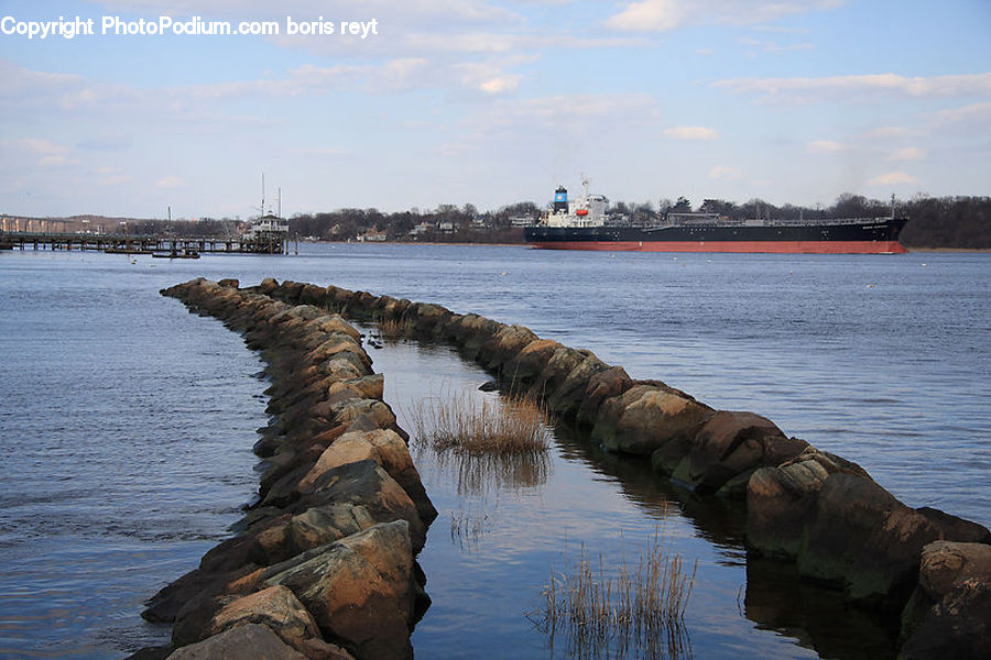 Coast, Outdoors, Sea, Water, Freighter, Ship, Tanker