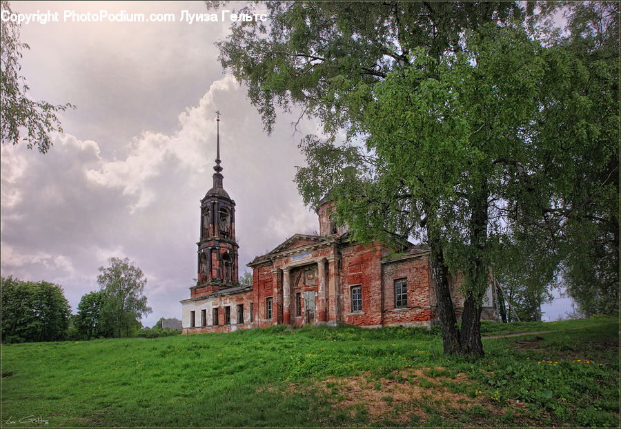 Architecture, Mansion, Housing, Monastery, Field, Grass, Lawn