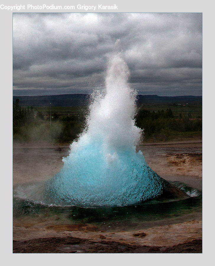 Eruption, Geyser, Outdoors, Water, Plateau, Architecture, Housing