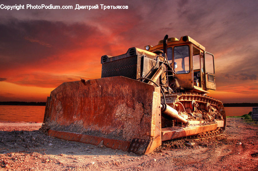 Bulldozer, Tractor, Vehicle
