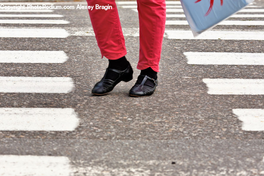 Asphalt, Road, Zebra Crossing, People, Person, Human, Footwear