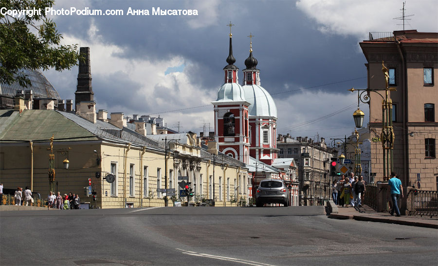 Architecture, Downtown, Plaza, Town, Town Square, Automobile, Car