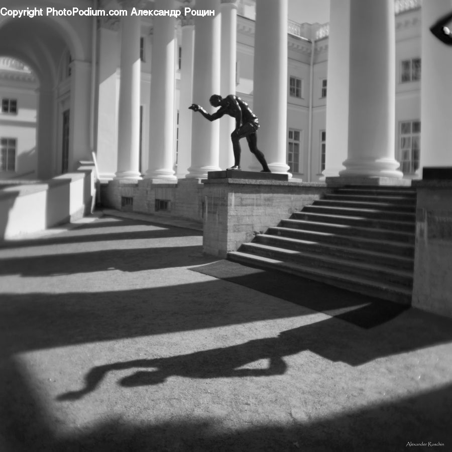 Art, Sculpture, Statue, Asphalt, Road, Zebra Crossing, Column