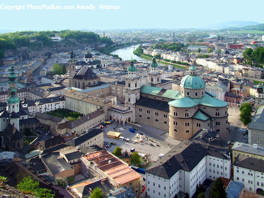 Architecture, Dome, Aerial View, Castle, Fort, City, Downtown