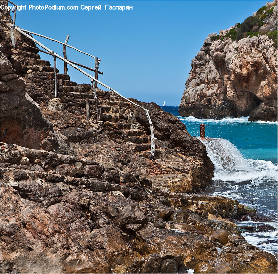 Promontory, Rubble, Cliff, Outdoors, Rock, Coast, Sea