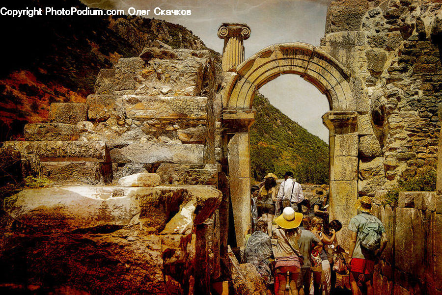 Castle, Fort, Ruins, Art, Painting, Altar, Architecture