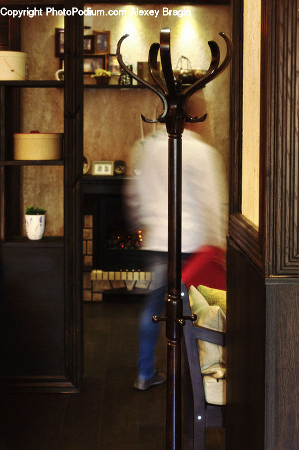 Lamp Post, Pole, Antler, Dining Room, Indoors, Room, Furniture