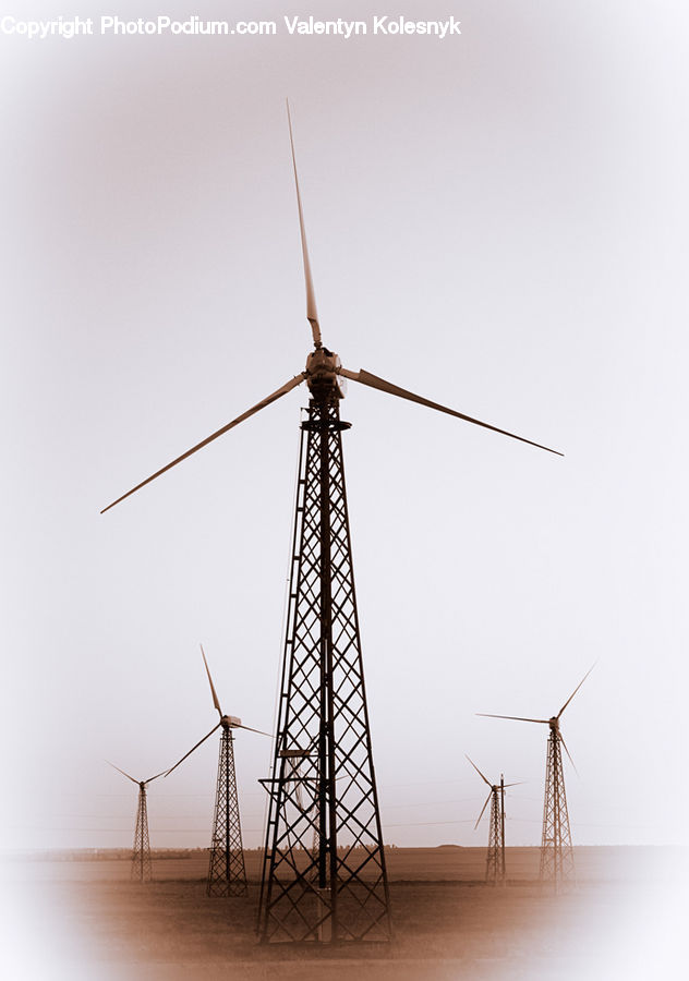 Engine, Machine, Motor, Turbine, Wind Turbine, Electric Transmission Tower, Architecture