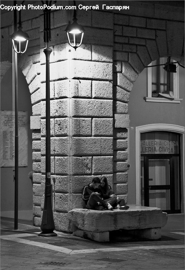 Bench, Brick, Alley, Alleyway, Road, Street, Town