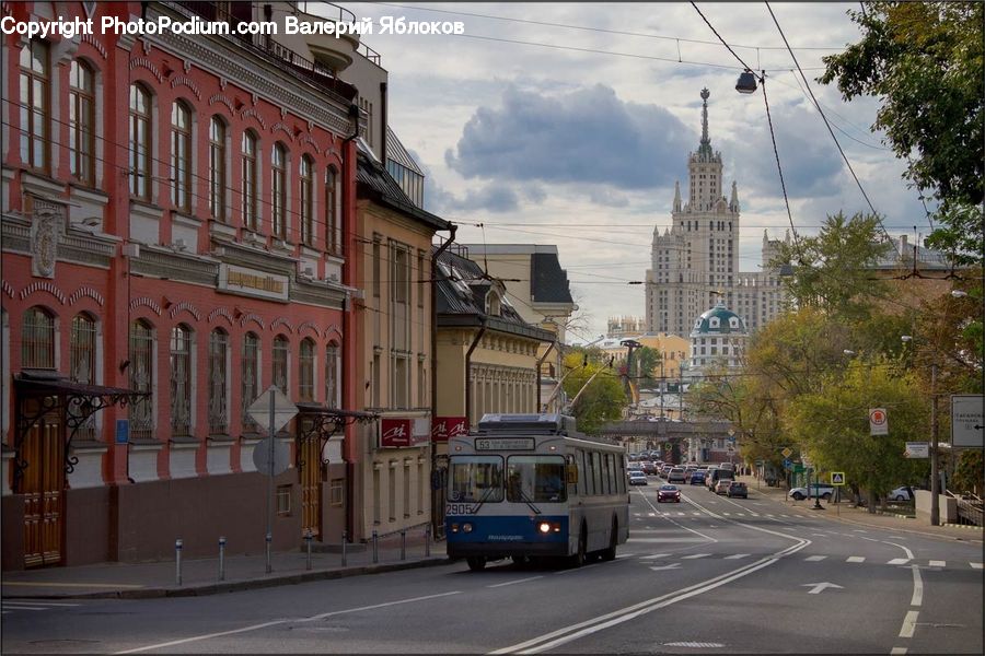 Bus, Vehicle, Cable Car, Trolley, Road, Street, Town