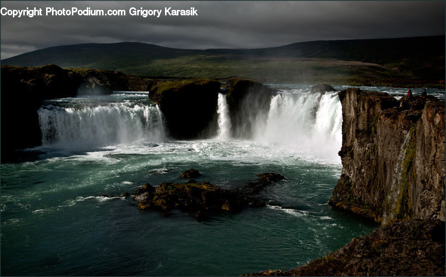Cliff, Outdoors, River, Water, Waterfall, Sea, Sea Waves
