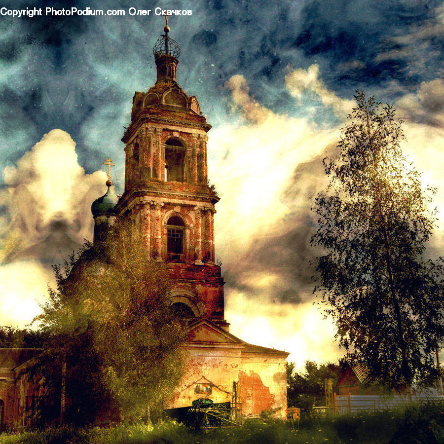 Architecture, Bell Tower, Clock Tower, Tower, Church, Worship, Dirt Road