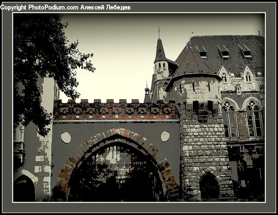 Collage, Poster, Architecture, Castle, Fort