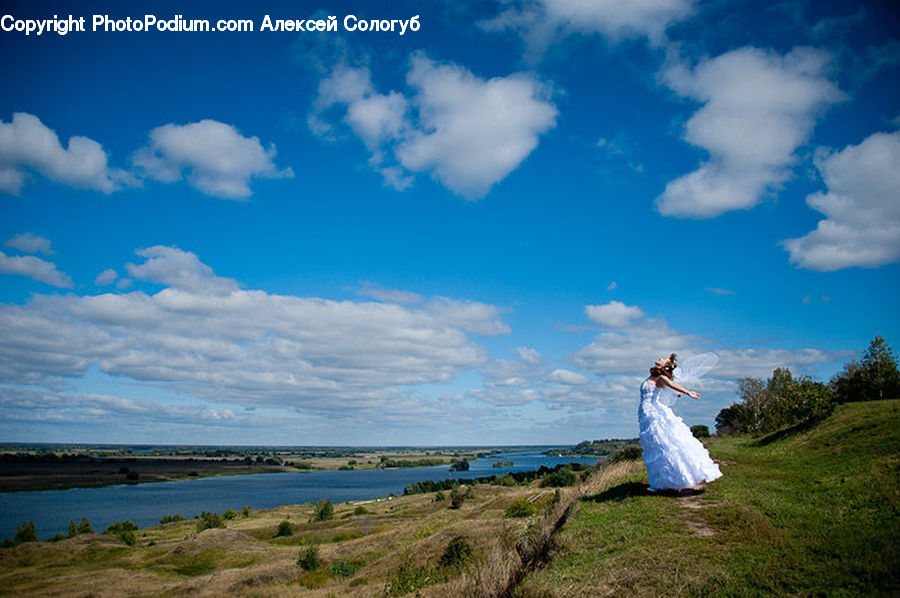 Outdoors, Sky, Clothing, Dress, Azure Sky, Cloud, Landscape