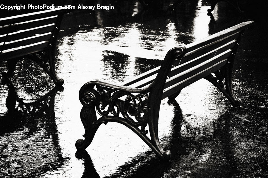 Bench, Outdoors, Ripple, Water, Silhouette