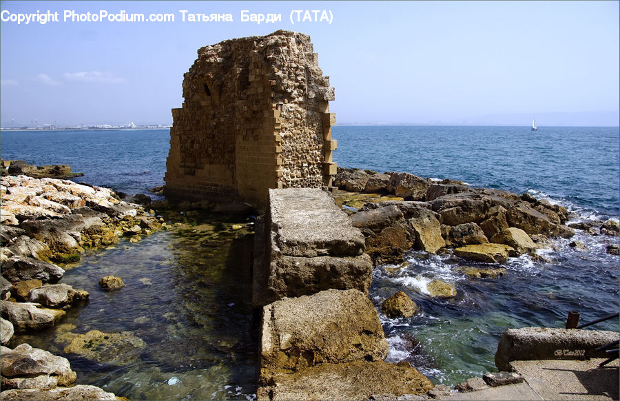 Creek, Outdoors, River, Water, Coast, Sea, Ruins