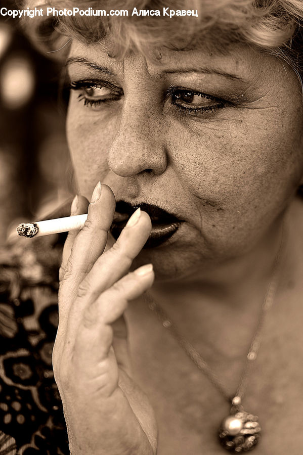 People, Person, Human, Jewelry, Pearl, Smoke, Bead Necklace