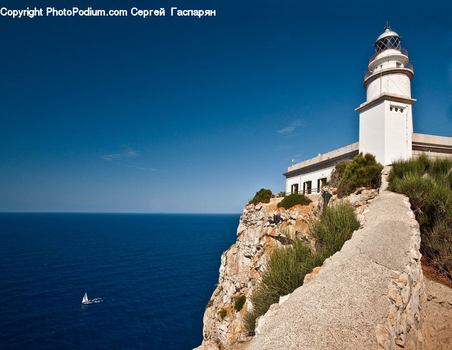 Beacon, Building, Lighthouse, Water Tower, Coast, Outdoors, Sea