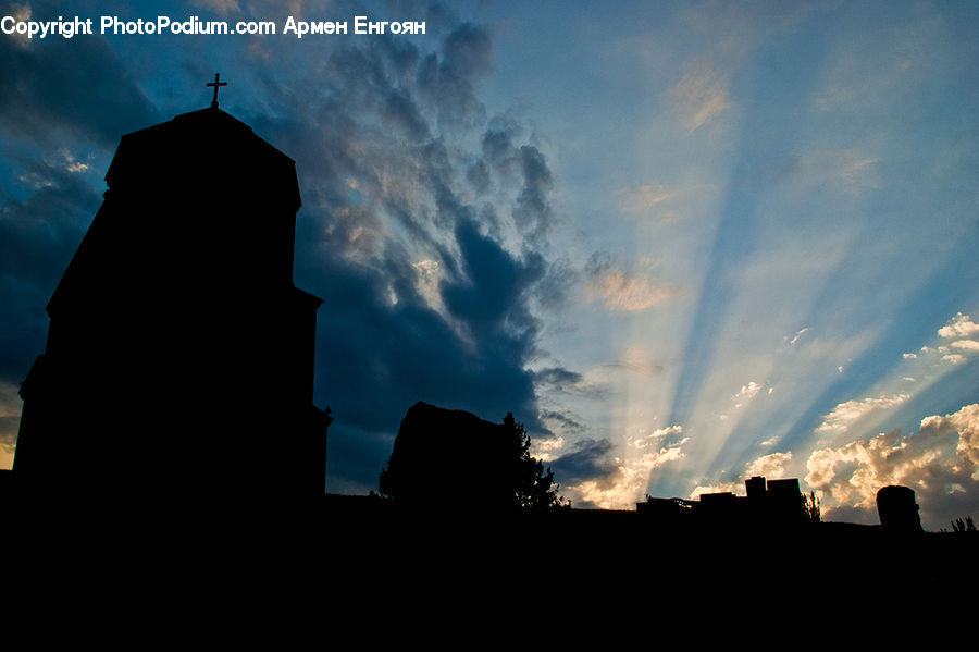 Architecture, Bell Tower, Clock Tower, Silhouette, Tower, Cloud, Cumulus