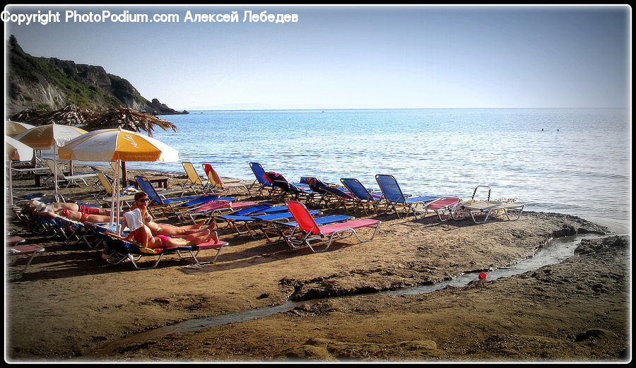 Umbrella, Beach, Coast, Outdoors, Sea, Water, Cabin