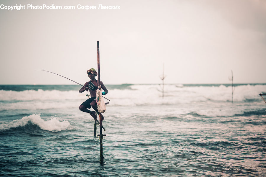 People, Person, Human, Fishing, Outdoors, Sea, Sea Waves
