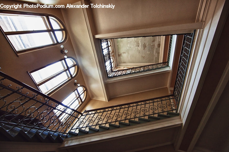 Architecture, Housing, Skylight, Window, Banister, Handrail, Staircase