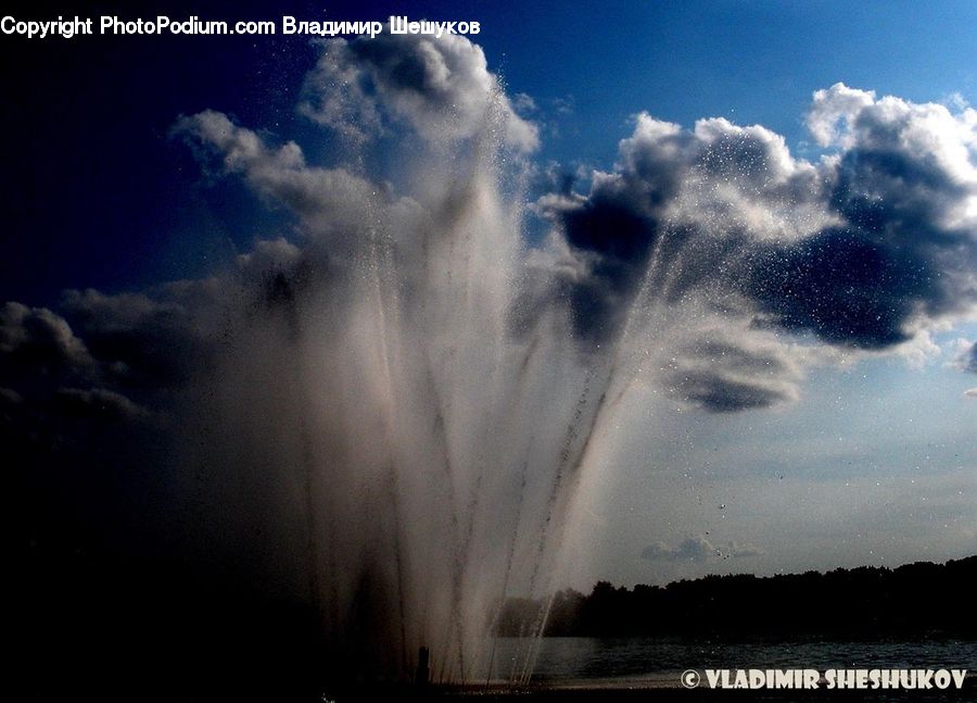 Azure Sky, Cloud, Outdoors, Sky, Eruption, Geyser, Water